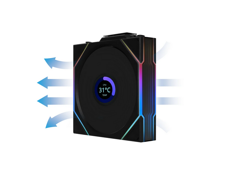 Lian Li UNI FAN TL Wireless LCD Reverse - Gehäuselüfter - 120mm - Schwarz mit