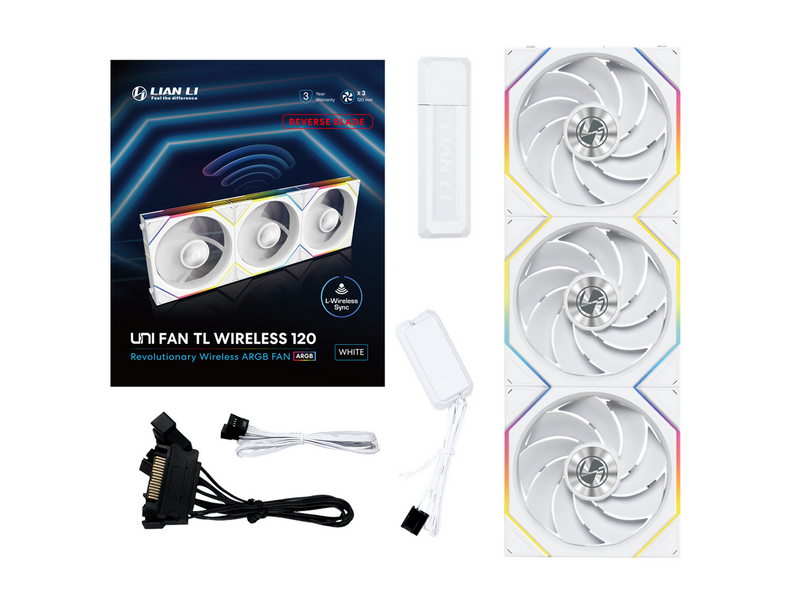 Lian Li UNI FAN TL Wireless Reverse 3-pack - Gehäuselüfter - 120mm - Weiß - 33
