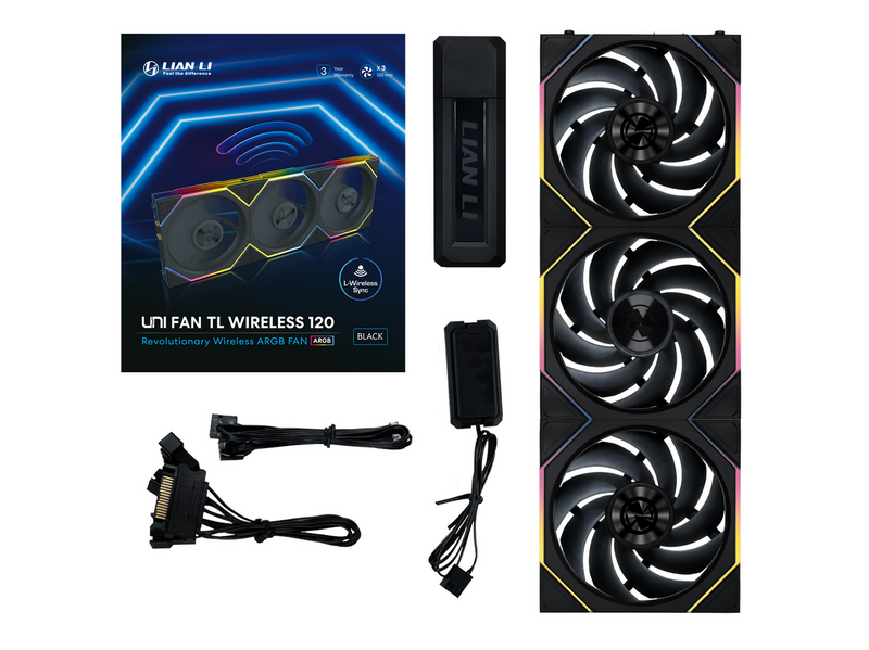 Lian Li UNI FAN TL Wireless 3-pack - Gehäuselüfter - 120mm - Schwarz - 33 dBA