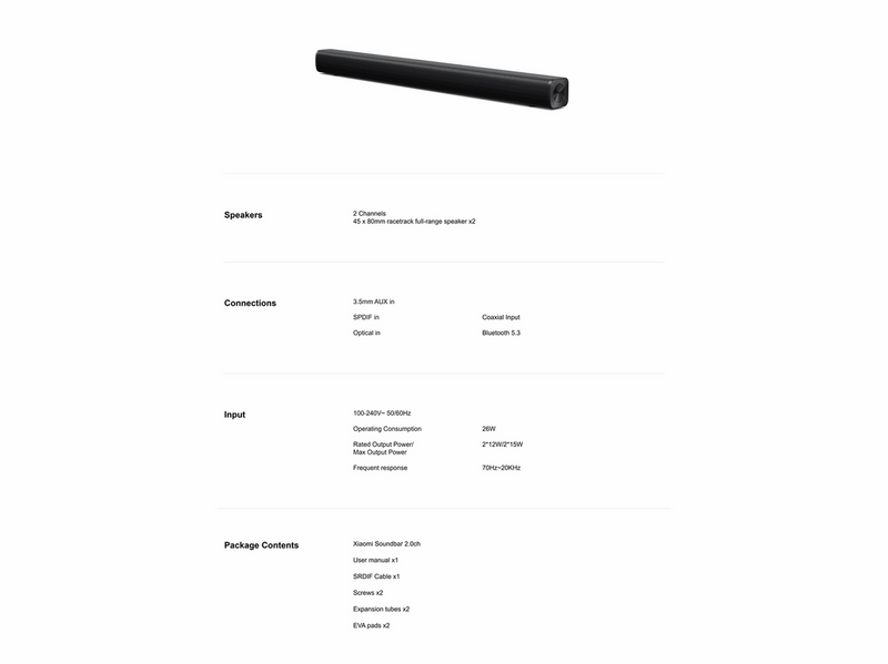 Xiaomi Soundbar 2.0 - Black