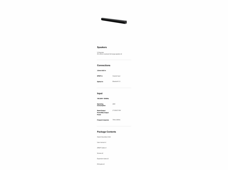 Xiaomi Soundbar 2.0 - Black