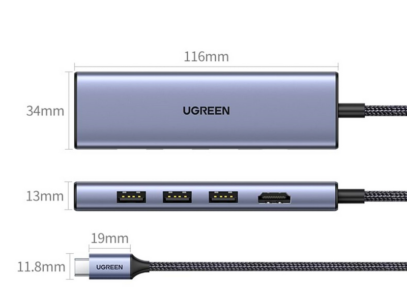 UGREEN Usb-C Multifunction Adapter USB-Hubs - 3 - silber