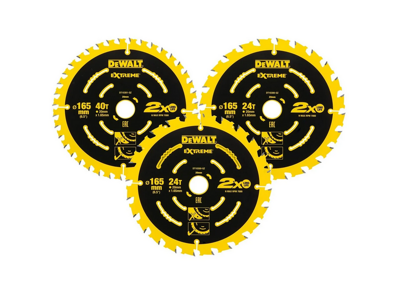 Dewalt DT10397-QZ Extreme blade (230V) 165 x 20 3-pack ass.