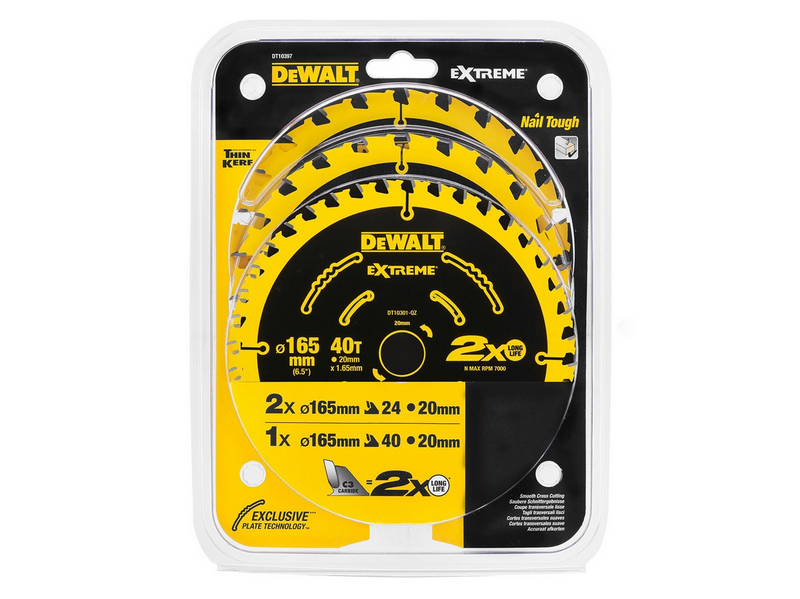 Dewalt DT10397-QZ Extreme blade (230V) 165 x 20 3-pack ass.