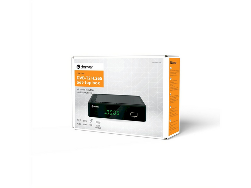 DENVER DVB-T2 H.265 Set-Top Box / Tuner - Antenne