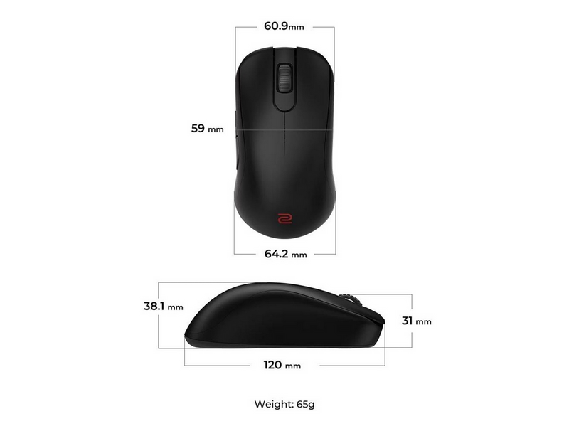 BenQ Zowie S2-DW (Small) Wireless Mouse for Esports - Gaming Maus (Schwarz)