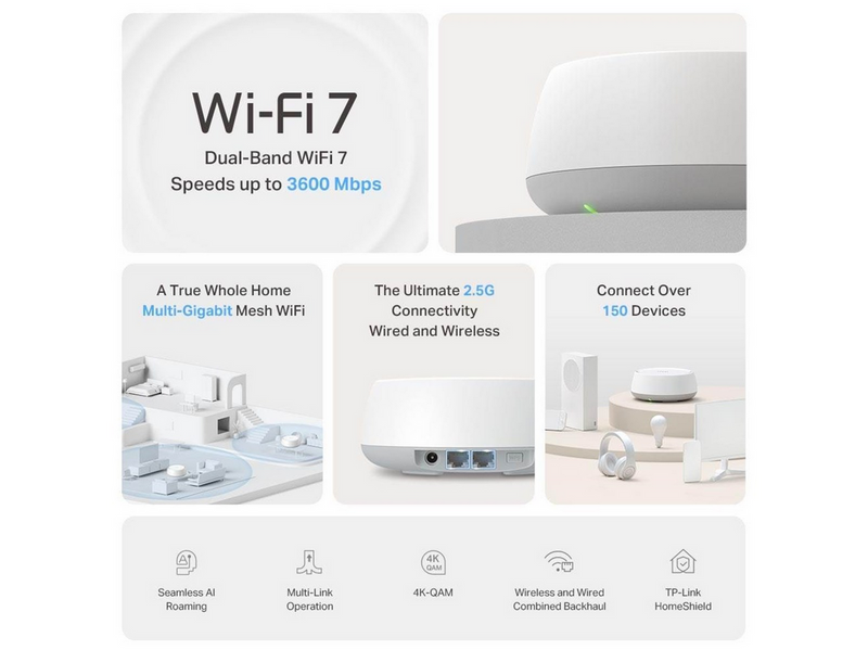TP-Link Deco BE25 (3-Pack) - Mesh router 802.11a/b/g/n/ac/ax/be (Wi-Fi 7)