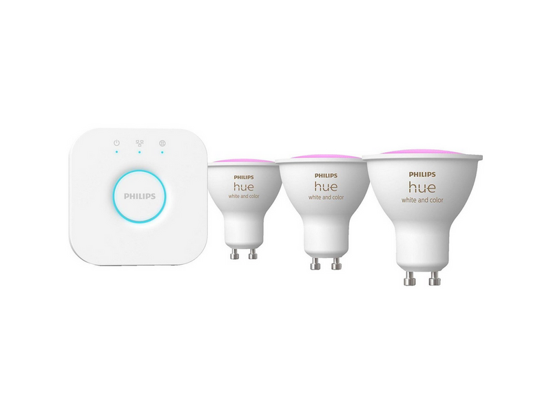 Philips Hue GU10 3-pack + Bridge Starter Kit - White & color ambience