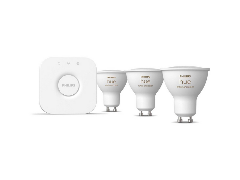 Philips Hue GU10 3-pack + Bridge Starter Kit - White & color ambience
