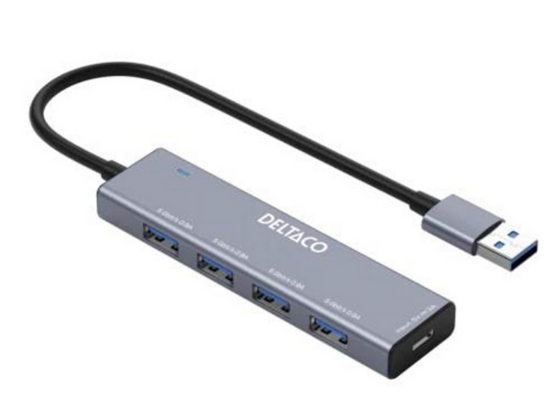 Deltaco USB-A hub - 4x USB-A Female USB-Hubs - USB 3.0 - 4 - silber
