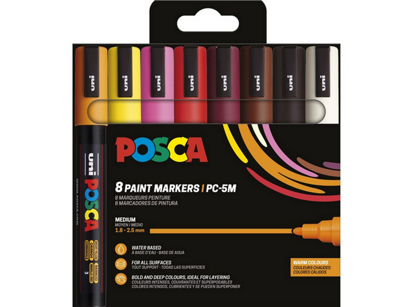 POSCA marker sæt PC-5M 8 ass. Warm colors