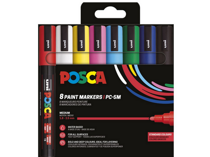 POSCA marker sæt PC-5M 8 ass. standard farver