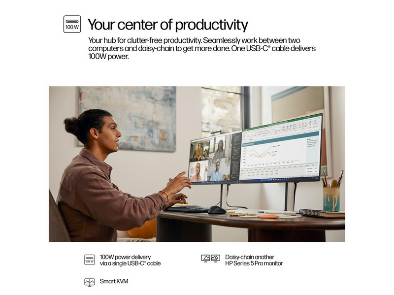 27" HP 527pm Series 5 Pro - 2560x1440 (QHD) - 100Hz - IPS - 100W USB-C