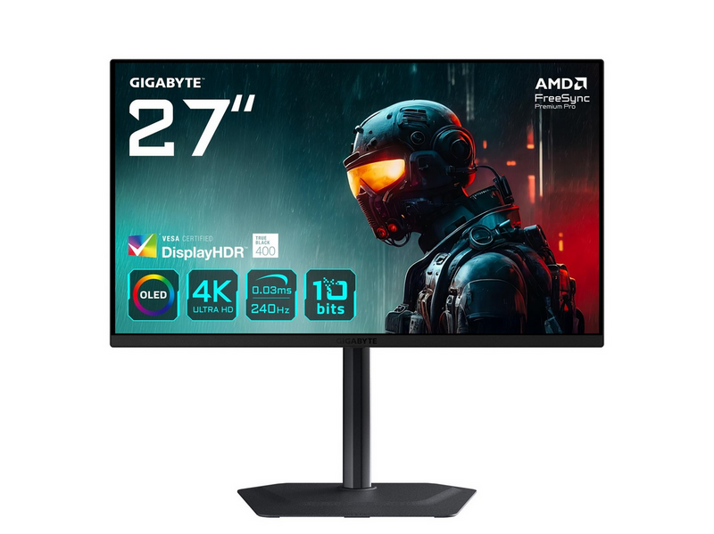 27" GIGABYTE MO27U2 - 3840x2160 (4K) - 240Hz - OLED - 18W USB-C - KVM switch