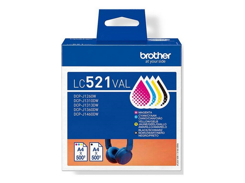 Brother LC521 Value Pack - 4-pack - black yellow cyan magenta - original - ink