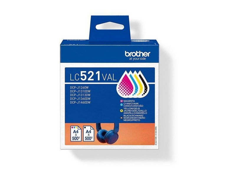 Brother LC521 Value Pack - 4-pack - black yellow cyan magenta - original - ink