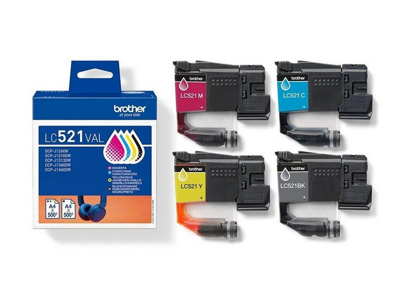 Brother LC521 Value Pack - 4-pack - black yellow cyan magenta - original - ink