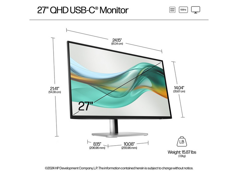 27" HP 527pu Series 5 Pro - 2560x1440 (QHD) - 100Hz - IPS - 100W USB-C