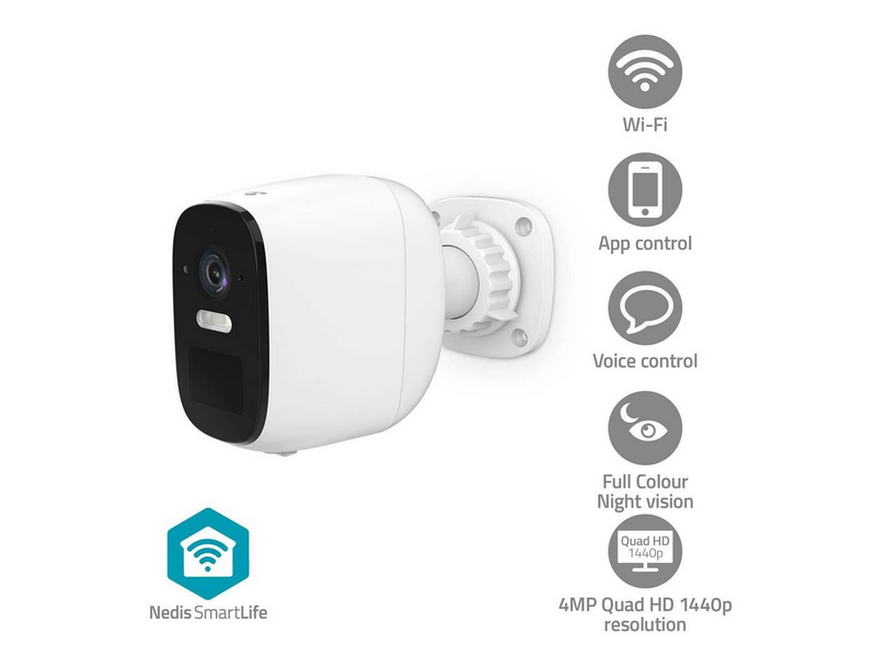 Nedis SmartLife outdoor camera Wi-Fi 4MP Quad HD 1440p / 2560x1440 IP66 With