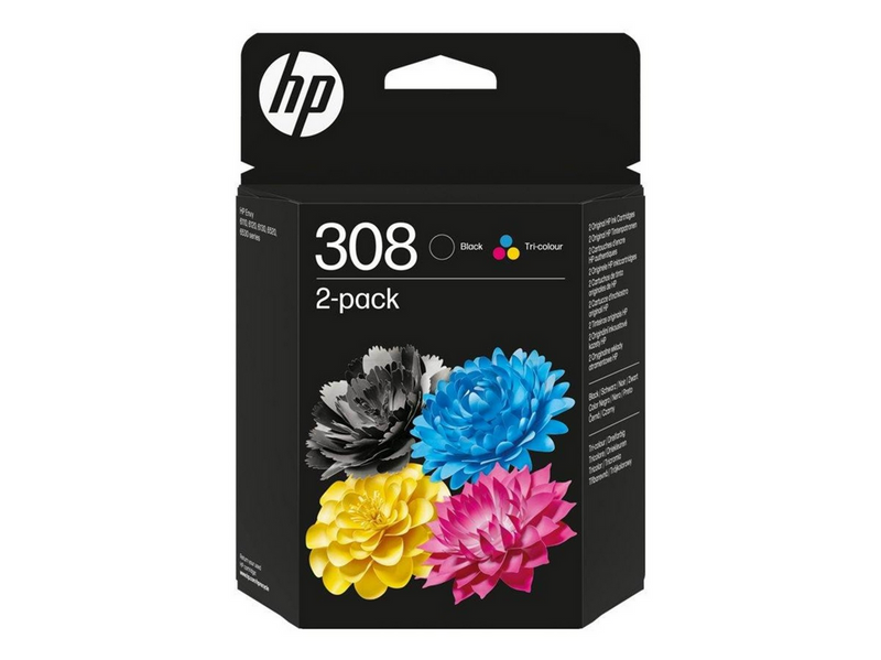 HP 308 / 6L6S6UE - 2-Pack Black and Color (Cyan Magenta Yellow) Ink