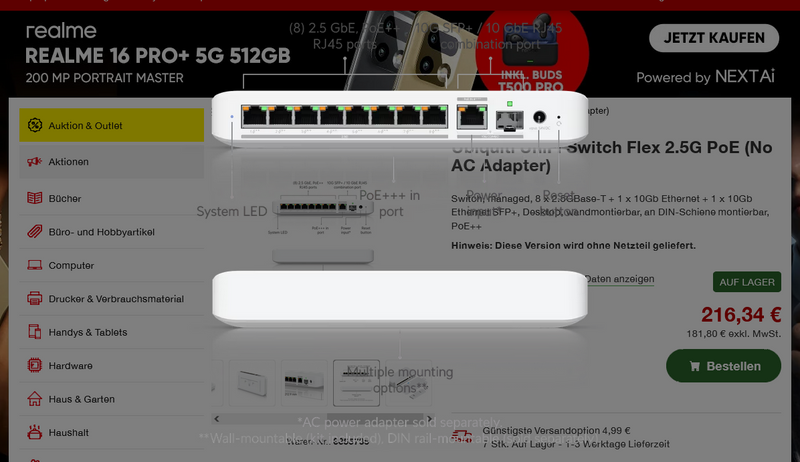 Ubiquiti UniFi Switch Flex 2.5G PoE (No AC Adapter)