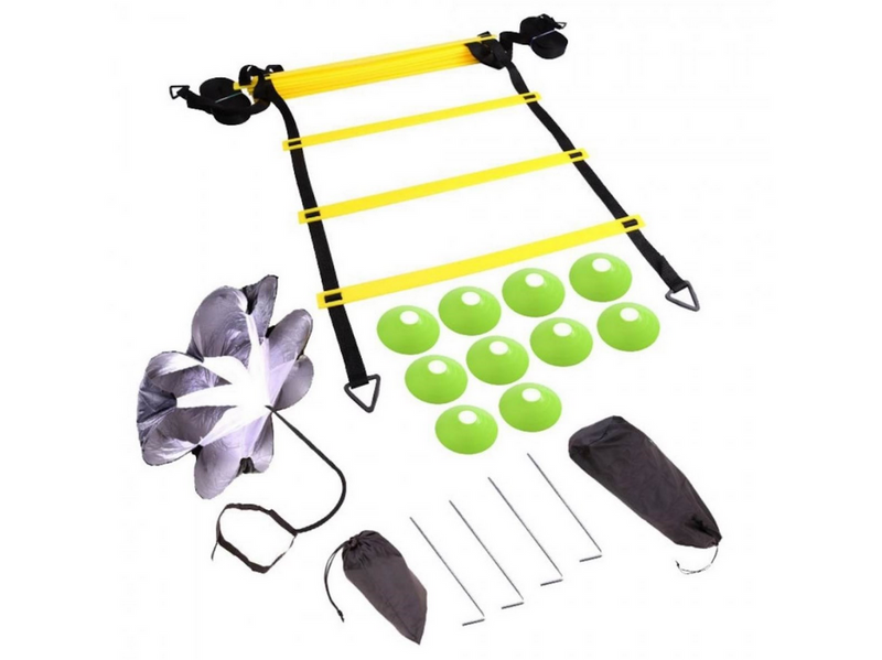 Pro Fußball Agility Trainingsset: Hütchen - Fallschirm - Koordinationsleiter
