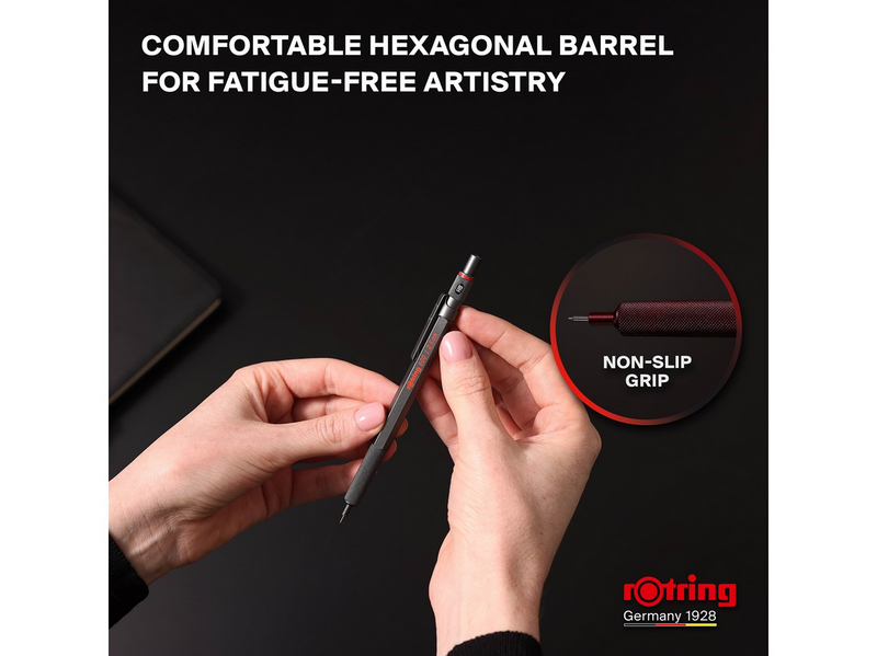 Rotring 600 Mechanical Pencil | HB Lead 0.5 mm | All-Metal Body Propelling