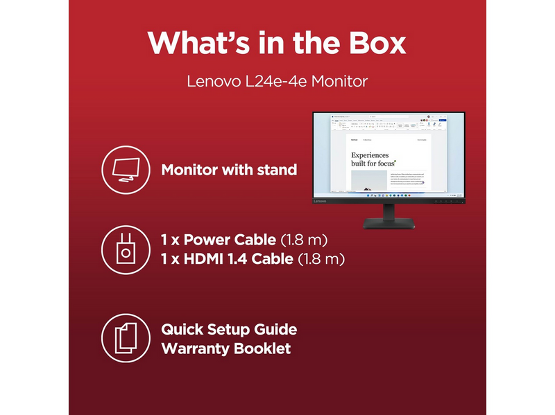 24" Lenovo L24-4e - 1920x1080 (FHD) - 100Hz - IPS