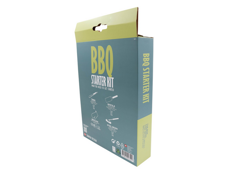 cozze BBQ Set 4-teilig: Spachtel, Zange, Grillbürste & Hand