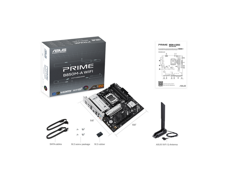 ASUS PRIME B850M-A WIFI Mainboard - AMD B850 - AMD AM5 - DDR5 RAM - Micro-ATX