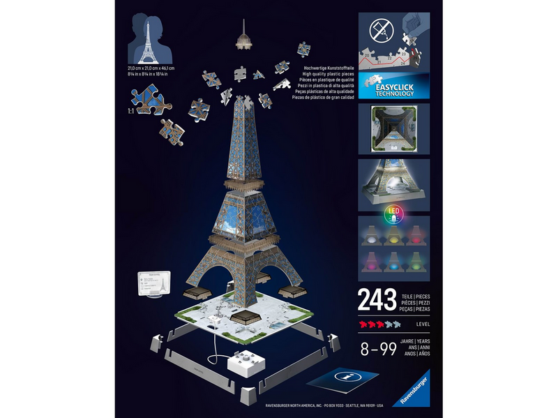 Ravensburger Iconics: Eiffelturm - mit Licht 3D Puzzle