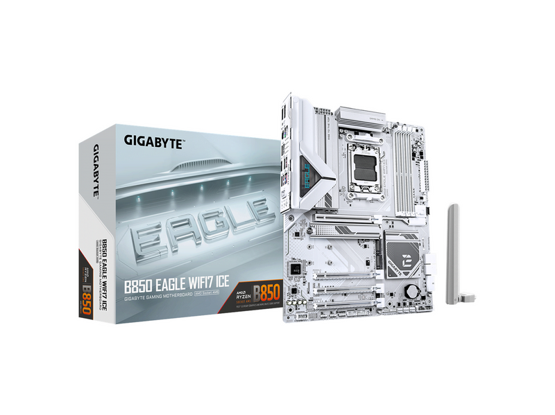 GIGABYTE B850 EAGLE WIFI7 ICE Mainboard - AMD B850 - AMD AM5 - DDR5 RAM - ATX