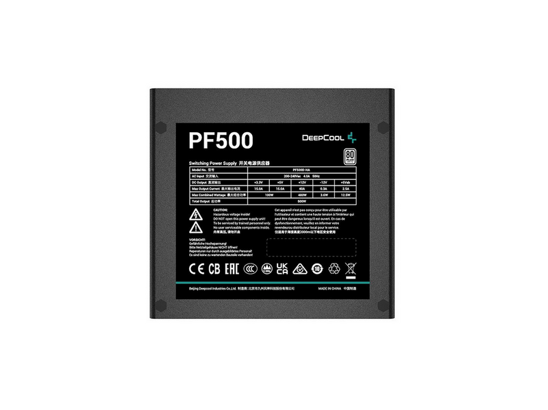 DeepCool PF PF500 Netzteile - 500 Watt - 120 mm - ATX 2.4 - 80 Plus 80 Plus