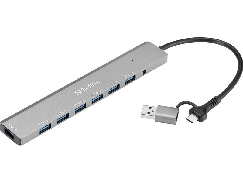 Sandberg 7-Port Type-A USB3.0 Hub USB-Hubs - USB 3.0 - 7 - silber