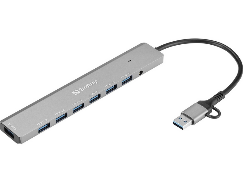 Sandberg 7-Port Type-A USB3.0 Hub USB-Hubs - USB 3.0 - 7 - silber