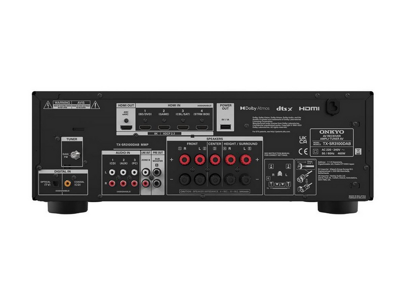 Onkyo TX SR3100 - 5x155W AV Receiver - 4K/8K - HDR10+ - Dolby Atmos - Bluetooth