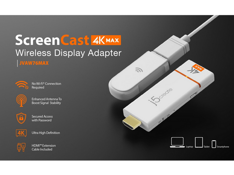 j5create ScreenCast 4K Max Wireless Display Adapter