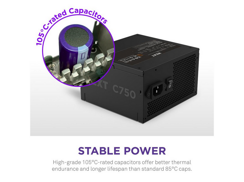 NZXT C750 Netzteile - 750 Watt - 120 mm - ATX 3.1 - 80 Plus Bronze zertifiziert
