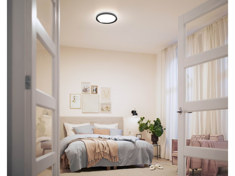 Philips AIO Ceiling Light with Remote (Round Black) – 24W Integrated LED Lamp