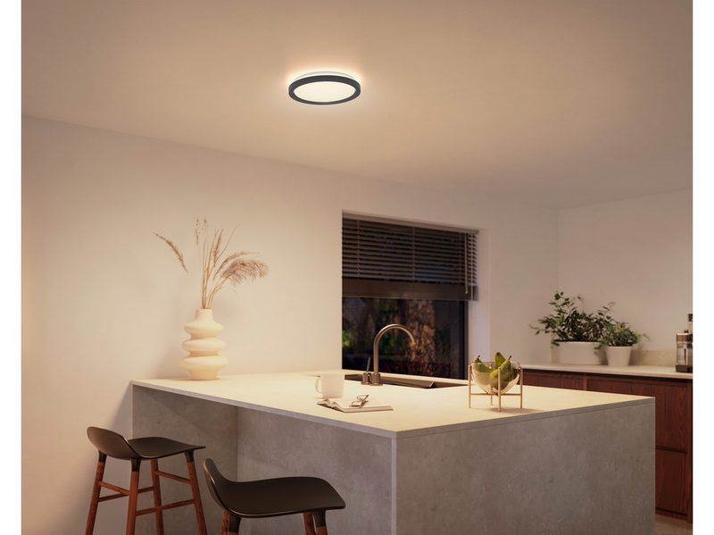 Philips AIO Ceiling Light with Remote (Round Black) – 24W Integrated LED Lamp