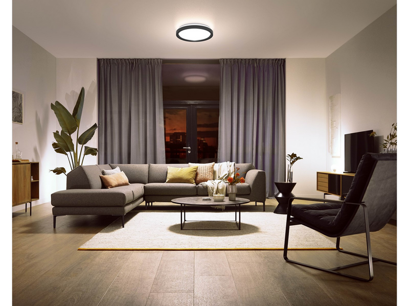 Philips AIO Ceiling Light with Remote (Round Black) – 24W Integrated LED Lamp