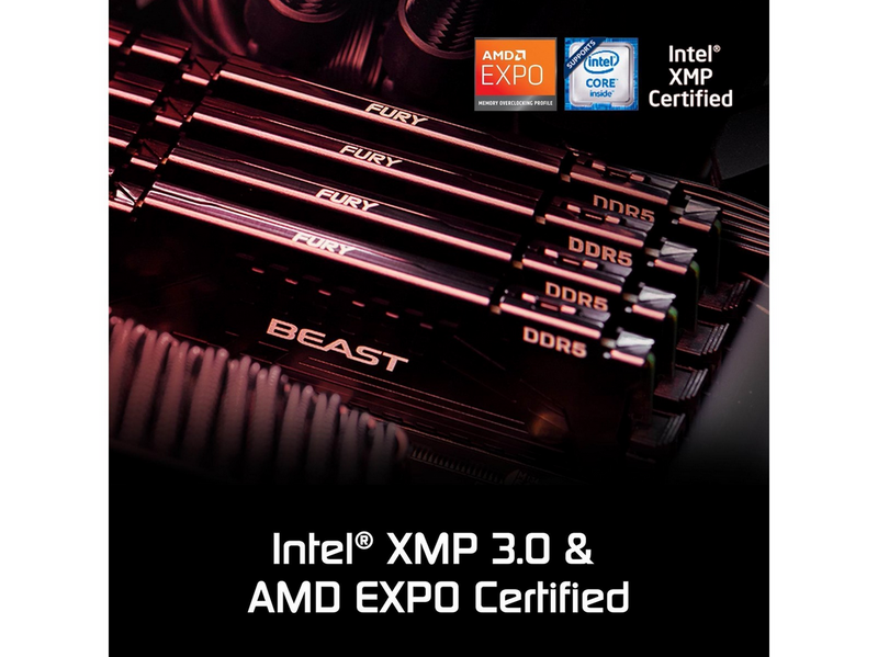 Kingston FURY Beast DDR5-5200 - 32GB - CL40 - Single Channel (1 pcs) - AMD EXPO