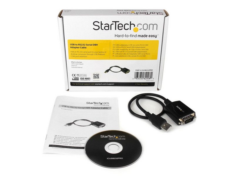 StarTech.com 1 ft USB zu RS232 Serial DB9 Adapter Kabel mit COM Retention