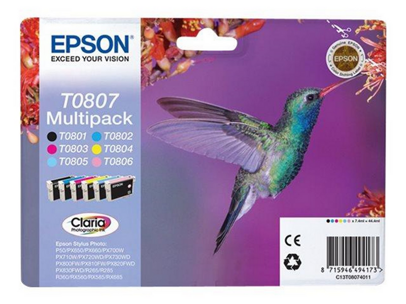 Epson T0807 Multipack (Black/Yellow/Cyan/Magenta/Light Magenta/Light Cyan)