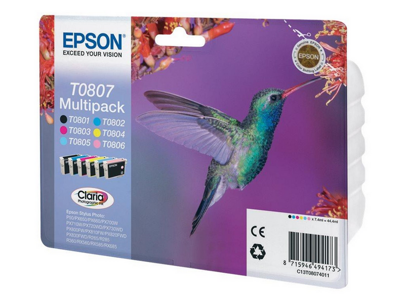 Epson T0807 Multipack (Black/Yellow/Cyan/Magenta/Light Magenta/Light Cyan)