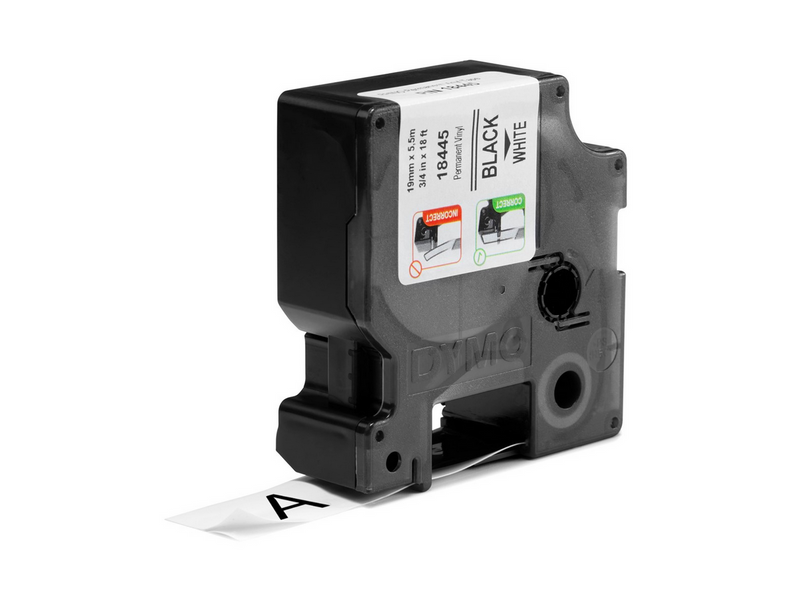 DYMO Rhino-Industrie-Vinyletiketten | 19 mm x 5,5 m | schwarz auf weiß |