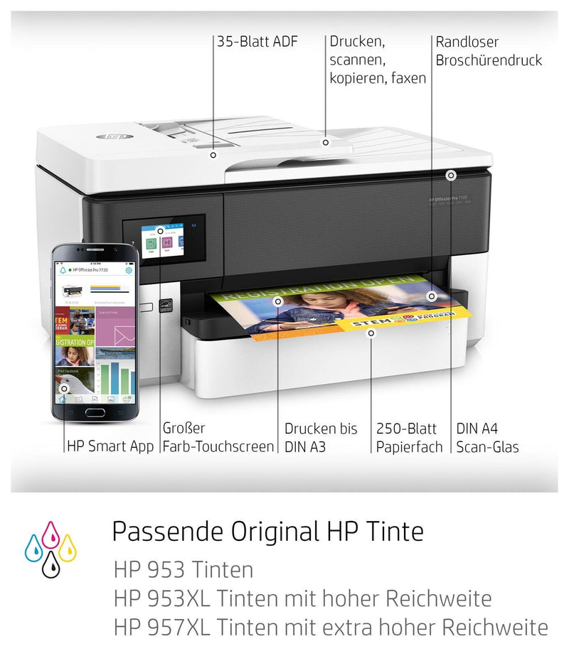 HP OfficeJet Pro A3 All-In-One Printer (DIN A3 Printer, Scanner, Copier,Fax,WiFi