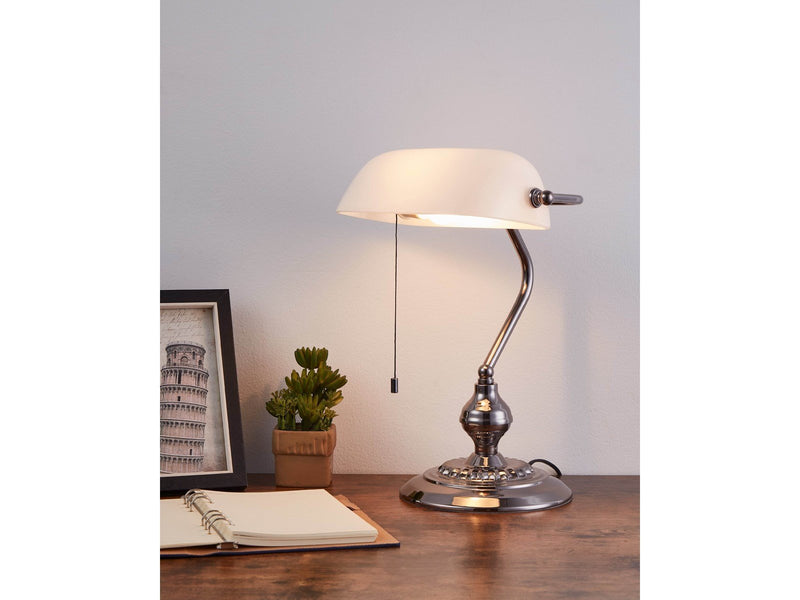 EGLO BANKER desk lamp white/smoky nickel