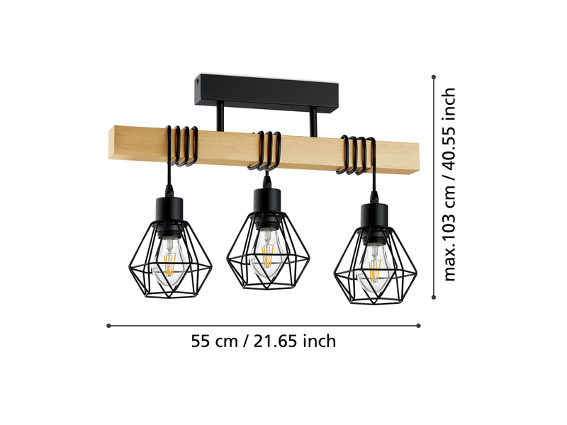EGLO TOWNSHEND 5 ceiling lamp black/brown