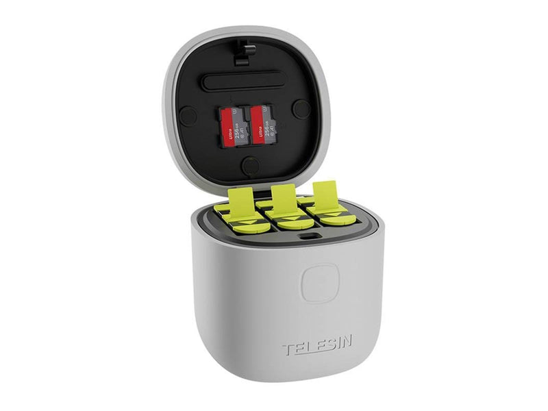 TELESIN 3-slot waterproof charger Allin box for GoPro Hero 9 / Hero 10 + 2 batteries (GP-BTR-905-GY-B)